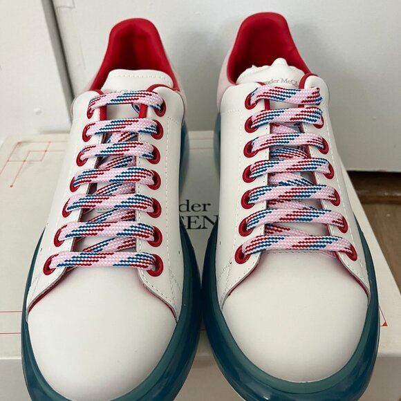 $790 Alexander McOueen Womens Larry sneakers  white/pink/blue EU 40.5 US 10.5 - Picture 11 of 12